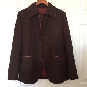 Lanvin burgundy button down blazer